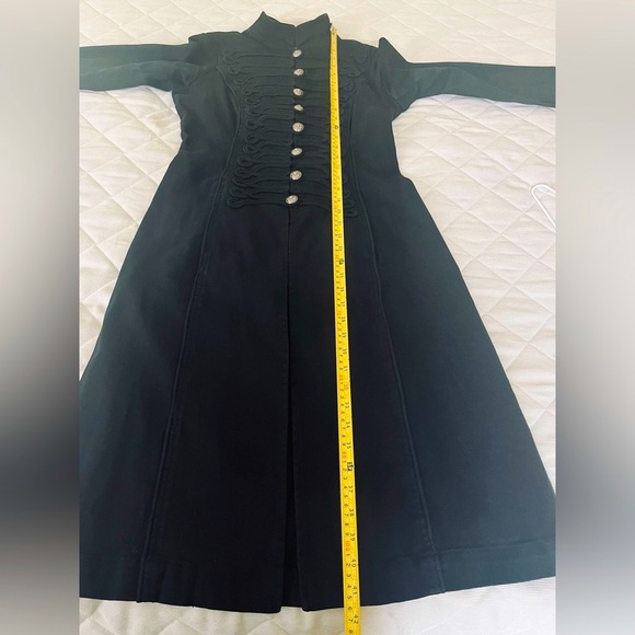 Tripp NYC Black denim jacket blazer long Military band coat cord embroidery US S - Picture 13 of 16